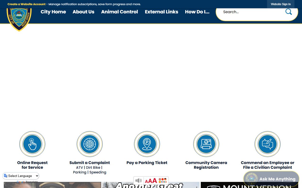 Mount Vernon Police Department bench warrants