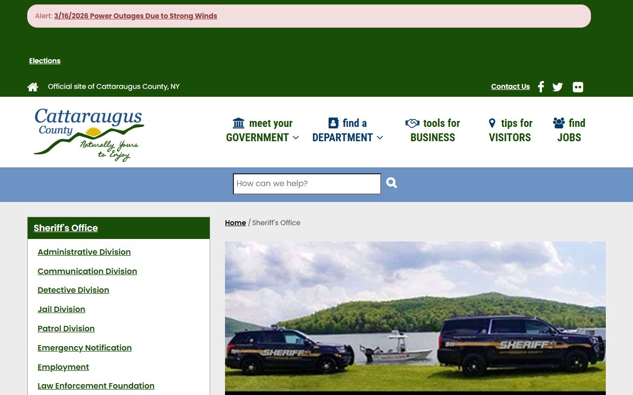 Cattaraugus County Sheriff's Office website for bench warrants information