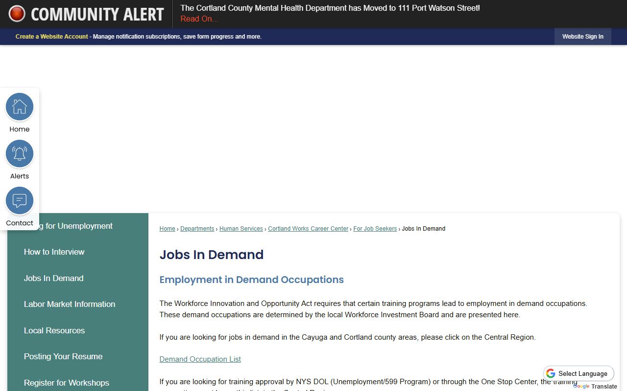 Cortland County Sheriff bench warrants information page