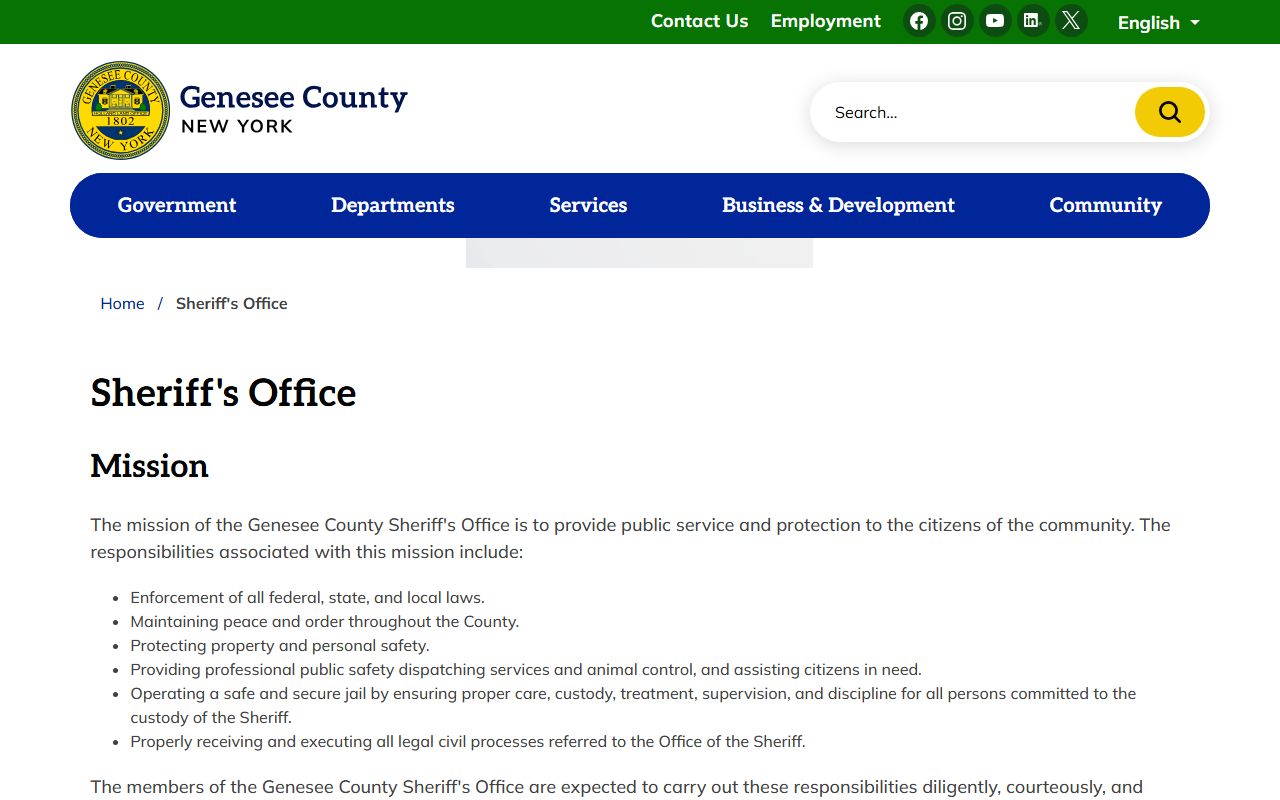 Genesee County Sheriff bench warrants and law enforcement portal
