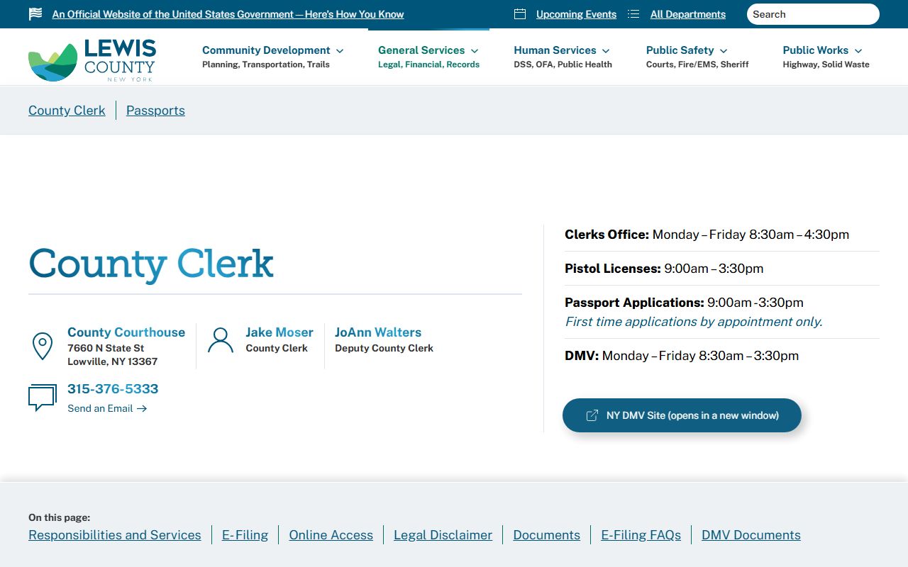 Lewis County Clerk website for bench warrant court records