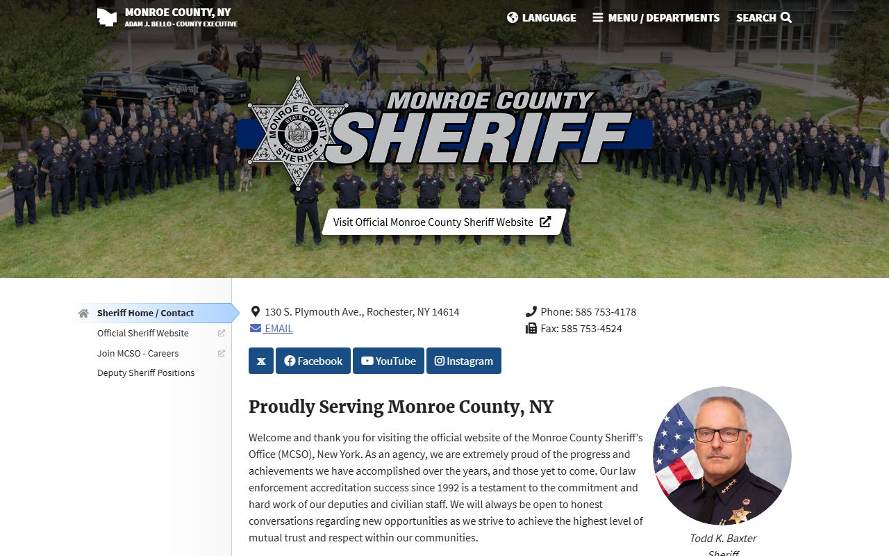 Monroe County Sheriff's Office website for bench warrant inquiries