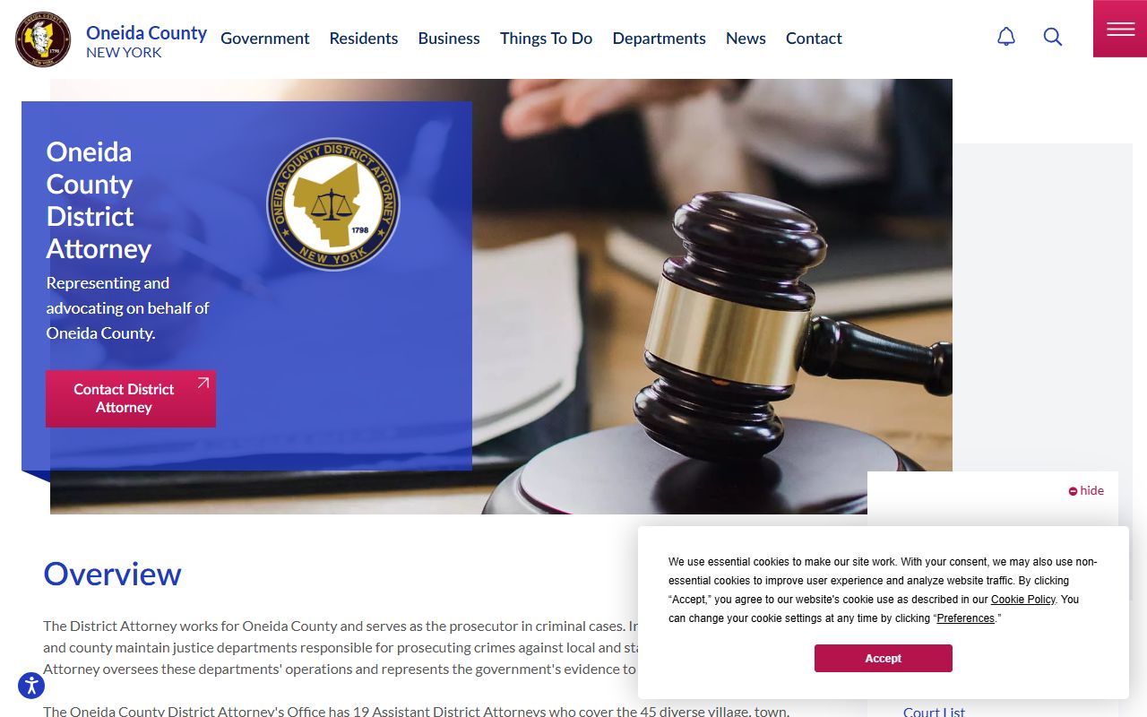 Oneida County District Attorney office for bench warrant cases in Oneida County