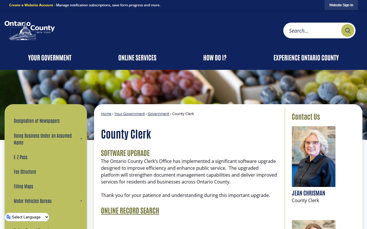 Ontario County Clerk office for bench warrant case records in Ontario County