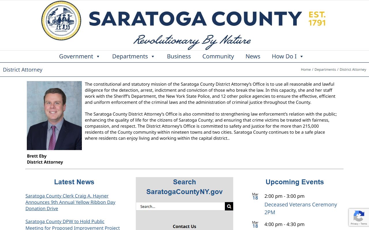 Saratoga County District Attorney website for bench warrant case information