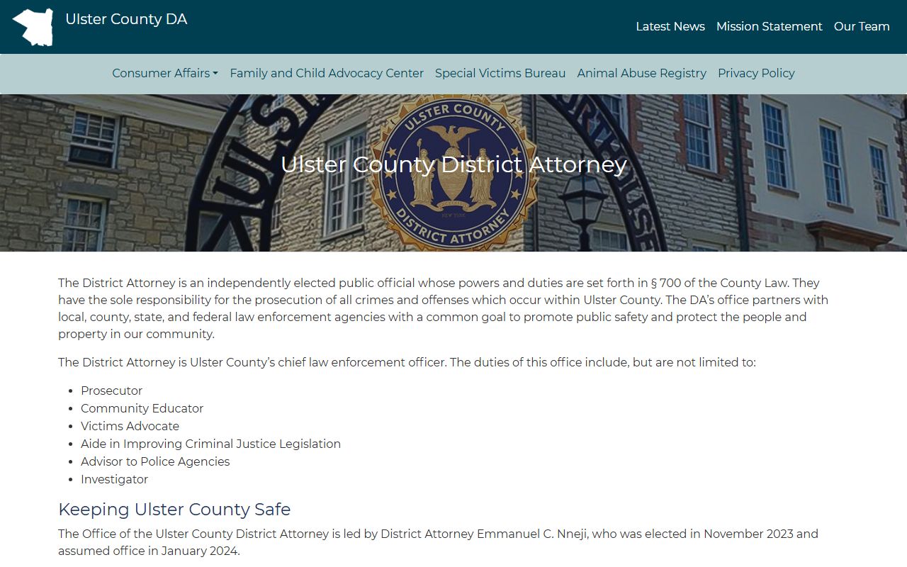 Ulster County District Attorney office for bench warrant cases
