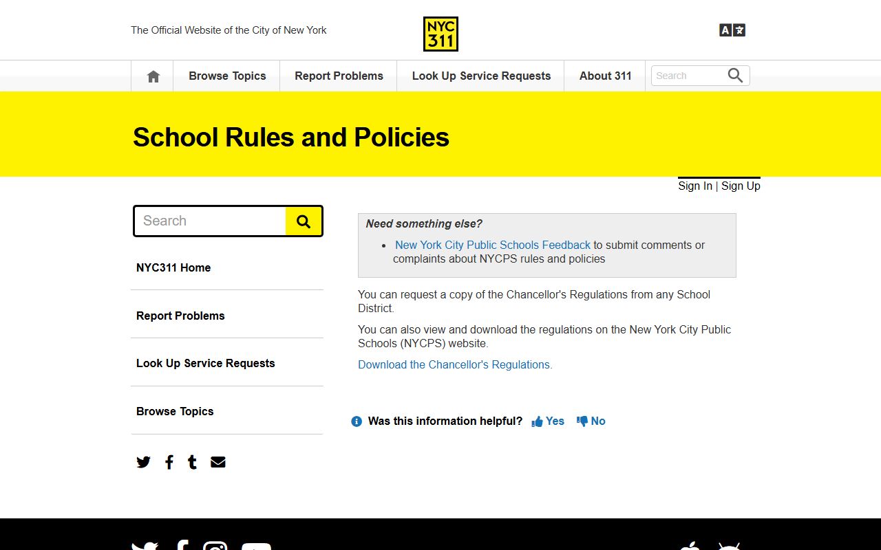 New York City bench warrants 311 information page