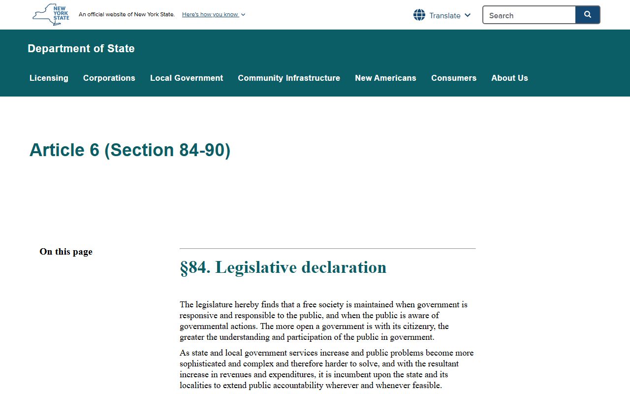 New York bench warrants FOIL information page